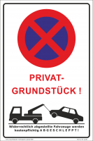 Hinweisschild - Parken verboten Privatgrundstück