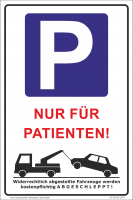 Hinweisschild Parkplatz Patienten